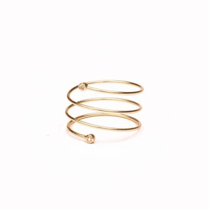 Gold Thumb Ring Twist thumb ring Bypass cz ring Swirl thumb ring Adjustable wire ring Plain thumb ring Spiral thumb ring image 2