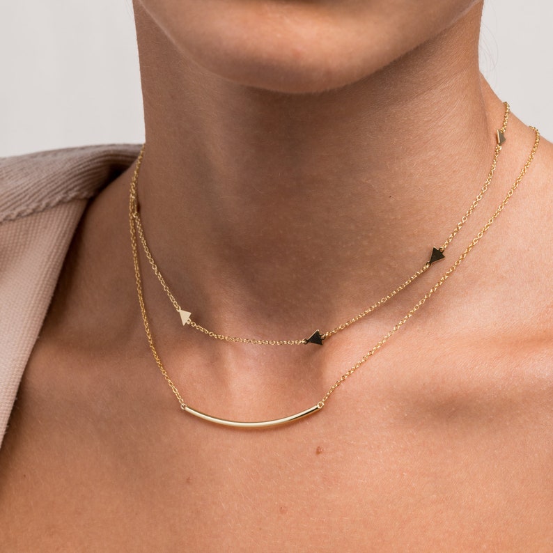 Triangle charms necklace Triangle charm choker Minimalist necklace Minimalist choker Dainty necklace Minimalist jewelry image 1