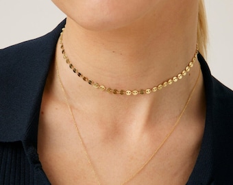 Coin gold choker, coin choker, Dainty choker, Minimalist choker, Disk choker, Delicate choker, Minimal jewelry, Dainty jewelry, choker