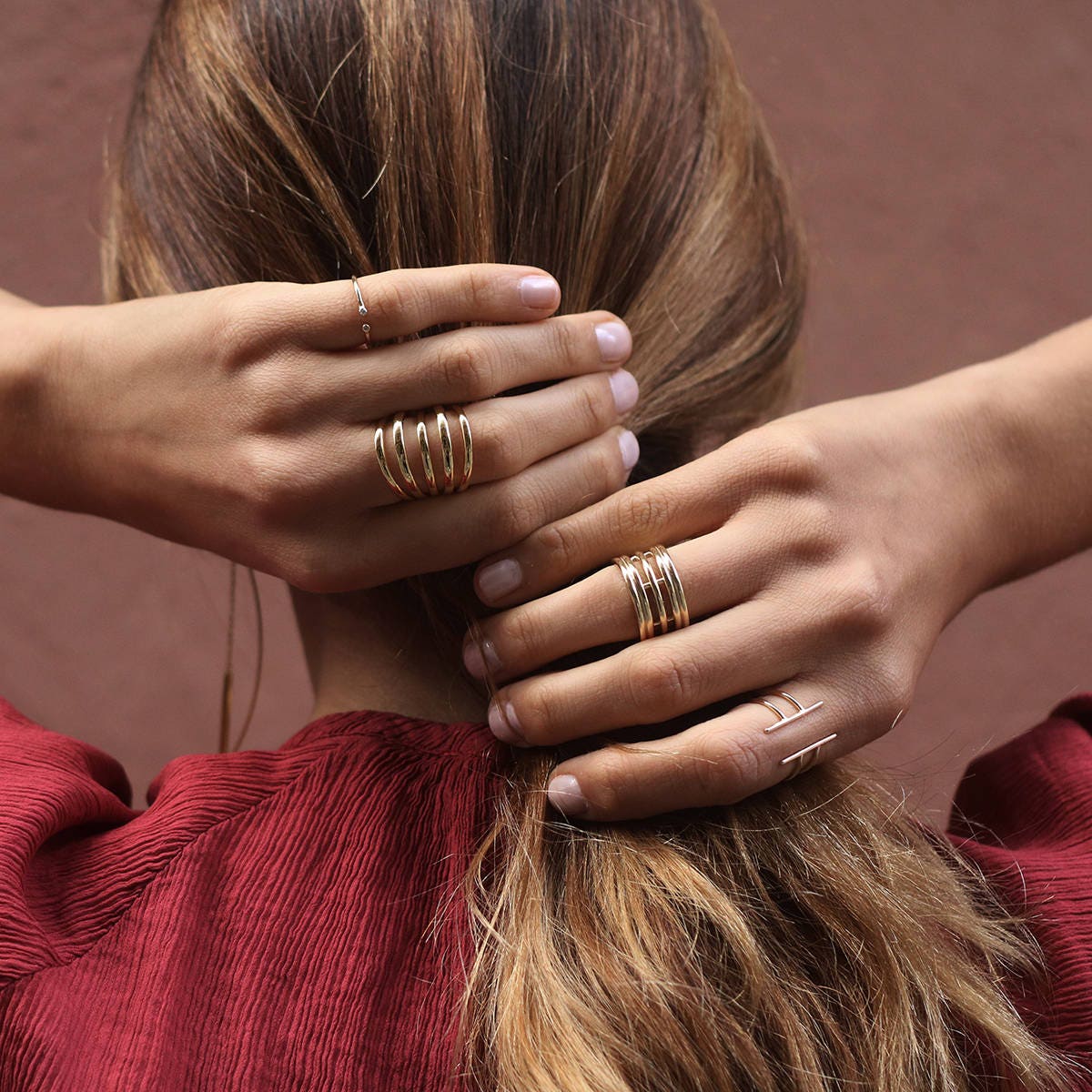 Double Open Ring Bar Gold Ring Minimalist Bar Open Ring Etsy Canada