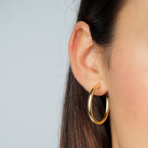Hoop Earrings Gold hoop earrings Minimal hoops Minimalist hoops Fashion earrings Minimalist jewelry Hoop silver earrings image 7