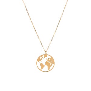 World map necklace, Globetrotter necklace, Gold map necklace, World necklace, map necklace, Medal necklace, Dainty necklace, Silver necklace image 4