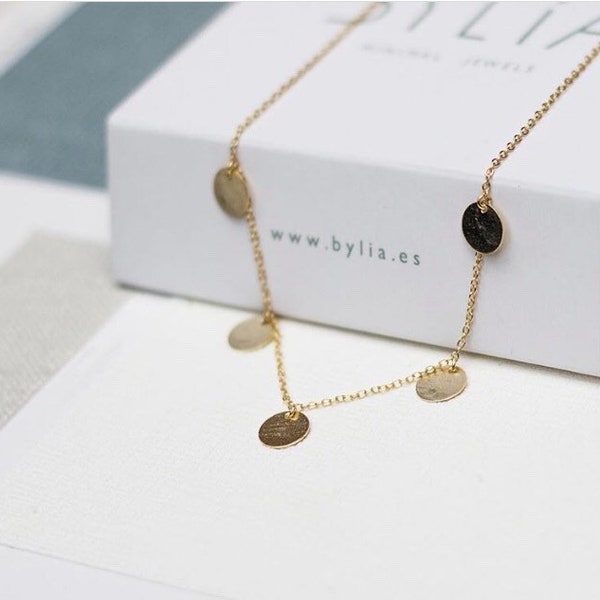 coin necklace - Coin gold necklace - Minimalist necklace - Minimalist jewelry - Dainty necklace - Charm disc gold choker