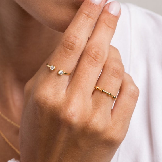 4 Ball Ring Gold Minimal Ring Minimalist Ring Band Ring Stacking