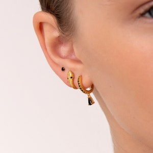 Snake earrings Snake hoops serpent Hoops Hoops Earrings Gold Earrings Silver Earrings Minimal Earrings Dainty Earrings Bild 5