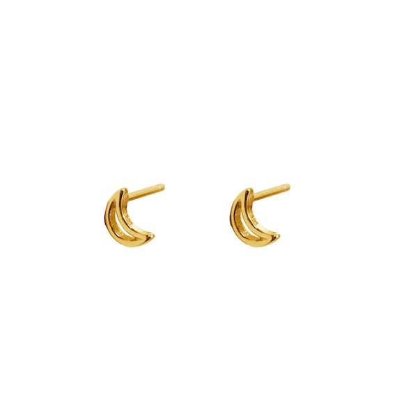 Tiny Crescent Moon Stud 14K Gold | Musemond