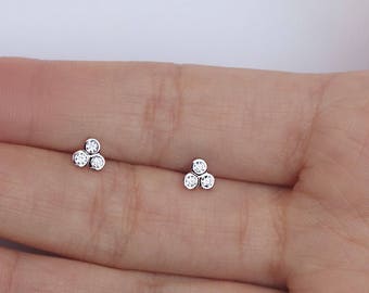 Stud earrings - White CZ post earrings -Black cz studs - 925 studs - CZ earrings - Everyday jewelry - Minimalist earrings - Dainty studs
