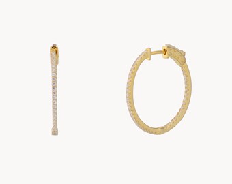 Cz huggie hoop earrings - Gold hoops - Hoop earrings -Minimalist earrings -Minimalist jewelry -Dainty earrings -Dainty jewelry - Cz hoop-P88