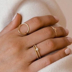 Cirkel gouden ring - Omtrek cirkel curve ring - Ovale ring - Minimalistische geometrie ring - Minimale ring - Sierlijke gouden ring - Minimalistische sieraden-A24