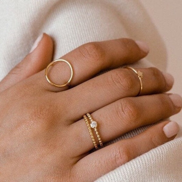 Circle gold ring - Outline circle curve ring - Oval ring - Minimalist geometry ring - Minimal ring - Dainty gold ring - Minimalist jewelry