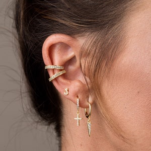 Initial cz stud earrings, Minimalist earring, Letter earrings, Initial earrings, Dainty cz earrings, Tiny cz letter earrings, Tiny stud image 3