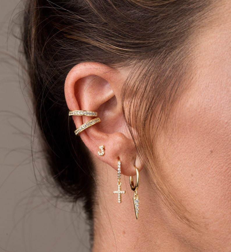 Initial cz stud earrings, Minimalist earring, Letter earrings, Initial earrings, Dainty cz earrings, Tiny cz letter earrings, Tiny stud image 3