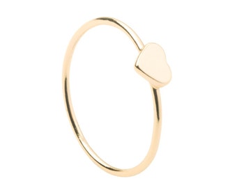 Heart gold ring - Minimalist ring - Dainty ring - Delicate ring - Tiny ring - stacking ring - Minimalist jewelry