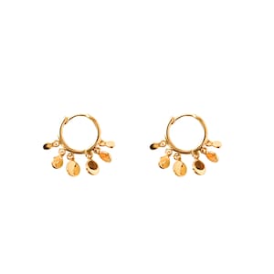 Coin charm hoop earrings, Dainty hoop earrings, Huggie earrings, Dangling charm hoop earrings, Minimalist hoops, Dainty hoops, Fashion hoops