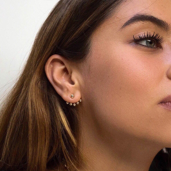 Ear Jacket minimal earrings - Ball-shaped ear jacket earrings - Minimal earrings - Minimal ear jacket - Minimal jewelry - Dainty ear jacket