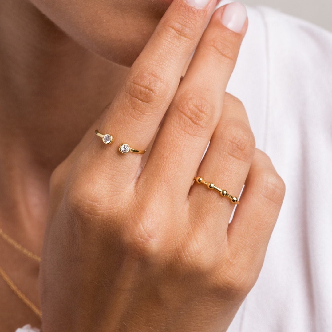 4 ball ring Gold minimal ring Minimalist ring Band ring Stacking ring ...