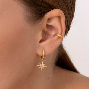 Texture border gold ear cuff cartilage earring Dainty ear cuff Gold ear cuff ear wrap-Non pierced ear cuff silver 925 ear cuff image 3