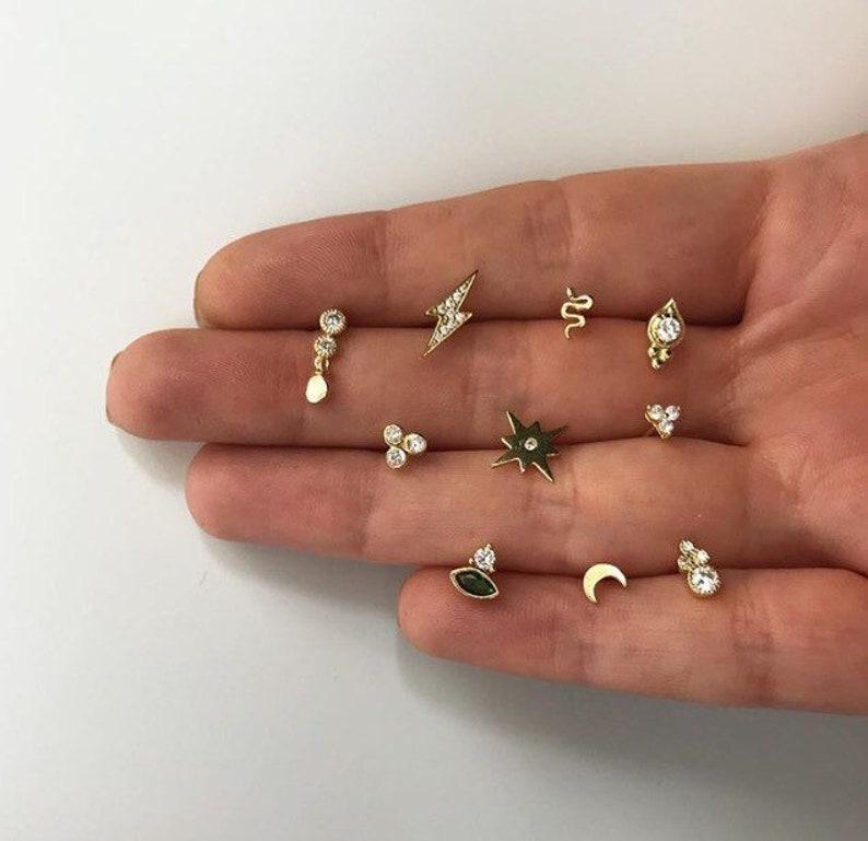 Gold earrings Tiny earrings Exclusifs earrings Gold studs Minimal studs - Dainty cz studs Cz earrrings Delicate earrings