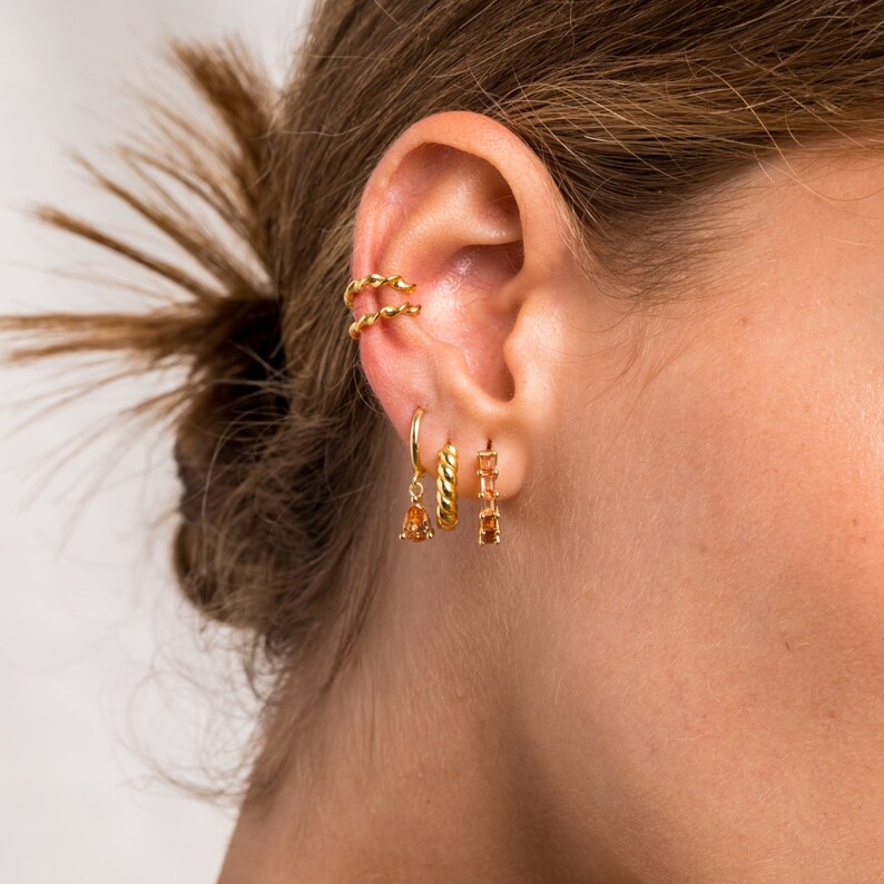 Gold & Silver W/Cz Hoop Ear