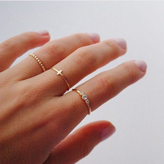 Cross Ring Dainty Gold Ring Tiny Gold Ring Dainty Ring Minimalist Ring  Stacking Rings Stack Rings Minimalist Jewelry - Etsy