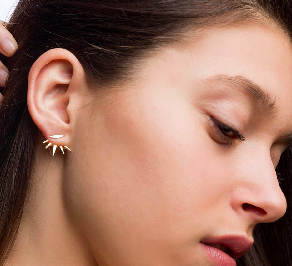 PaulaLapidot Ear jacket Earrings, 14K Gold Plated Front and Back India |  Ubuy