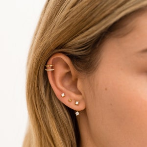 Front back earrings Ear jacket Dainty Ear Jacket Gold earrings Ear jacket earrings Minimal earring CZ Ear Jacket image 5