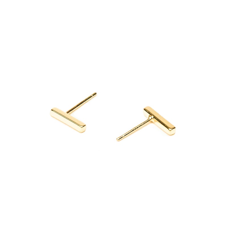 Bar Earrings Simple stud earrings Simple gold bar earrings Minimalist Earrings Line earrings Gold bar earrings Dainty gold studs image 5