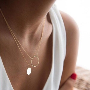 Gold circle necklace - Round necklace - Karma necklace - Minimal necklace - Dainty necklace - Minimalist necklace - Minimal jewelery