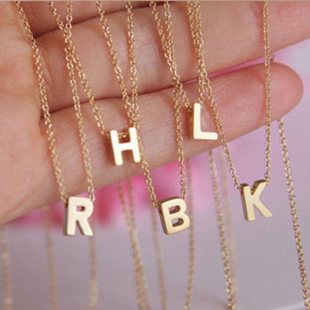 Initial Necklace Letter Necklace Font Necklace Gold Etsy