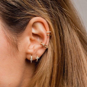 Cross cz hoop earrings - Dainty earrings - Cz gold hoops earrings - Cz silver hoops - Hoop earrings - Huggie earrings - Tiny earrings
