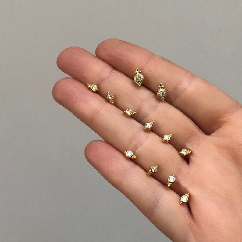 Tiny Earrings Studs Earrings Dainty Earrings Minimalist Etsy
