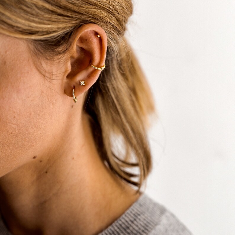 Huggie hoops-Dainty Earrings-Spike cz hoops-Thin hoops-Tiny hoops-Minimalist earrings-Minimal hoops Small hoops
