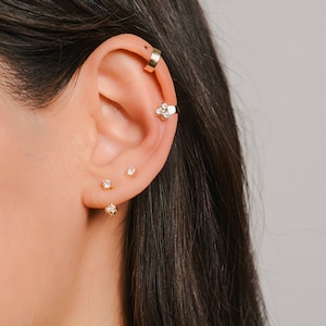 Front back earrings Ear jacket Dainty Ear Jacket Gold earrings Ear jacket earrings Minimal earring CZ Ear Jacket image 10