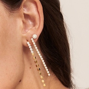 Zircon line earrings - Zircon stud earrings - stud earrings - Elegant earrings - Party jewelry -Dainty earrings - zircon earrings - classic