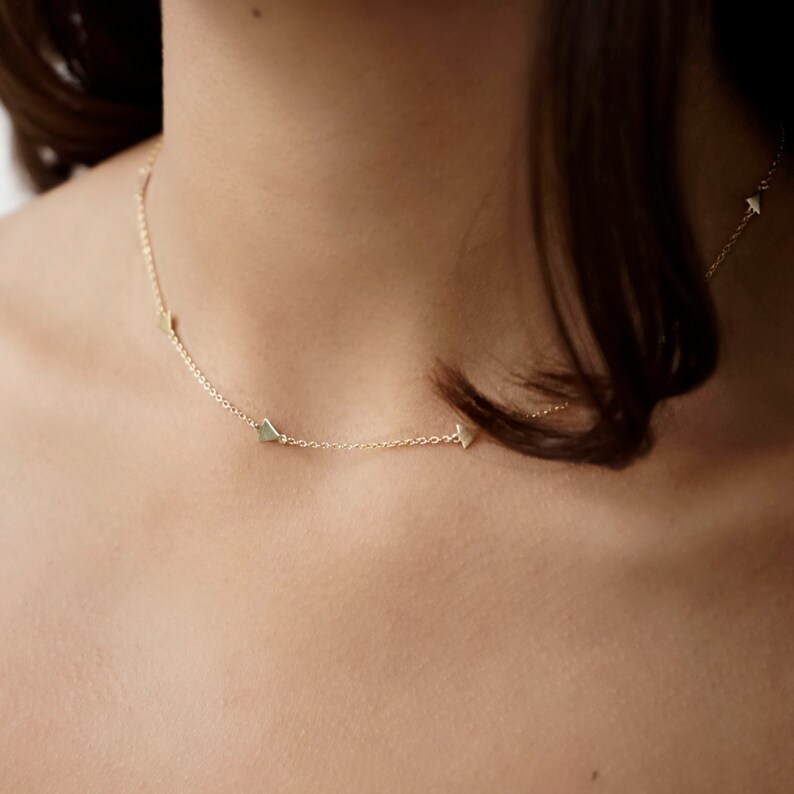 Triangle charms necklace Triangle charm choker Minimalist necklace Minimalist choker Dainty necklace Minimalist jewelry image 2