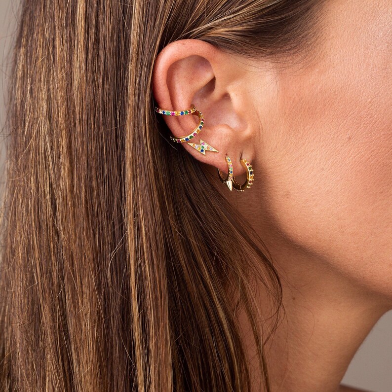 Non Pierced Ear Cuffcz Multicolor Ear Cuff Huggie Ear Cuff Etsy