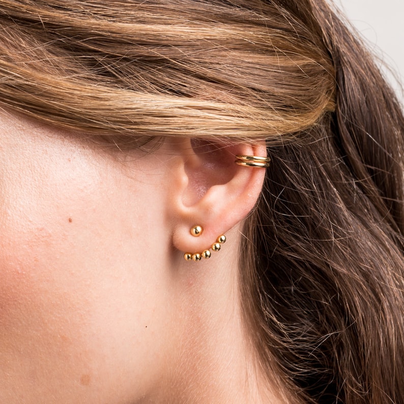 Ear Jacket Minimal Earrings Ballshaped Ear Jacket Earrings Etsy