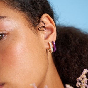 Cz Hoops, Gemstone Hoop Earrings, Gold Hoops, Silver Hoops, Zirconia ...