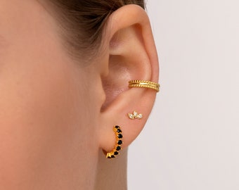 Texture border gold ear cuff - cartilage earring - Dainty ear cuff - Gold ear cuff  - ear wrap-Non pierced ear cuff- silver 925 ear cuff