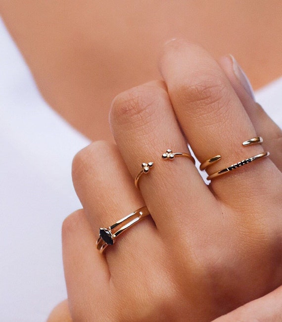 Buy Double Gold Ring, Statement Ring, Minimalist Ring, Stacking Ring,  Dainty Ring, Minimal Ring, Dainty Jewelry, Silver Ring, Fashion Rings  Online in India - Etsy