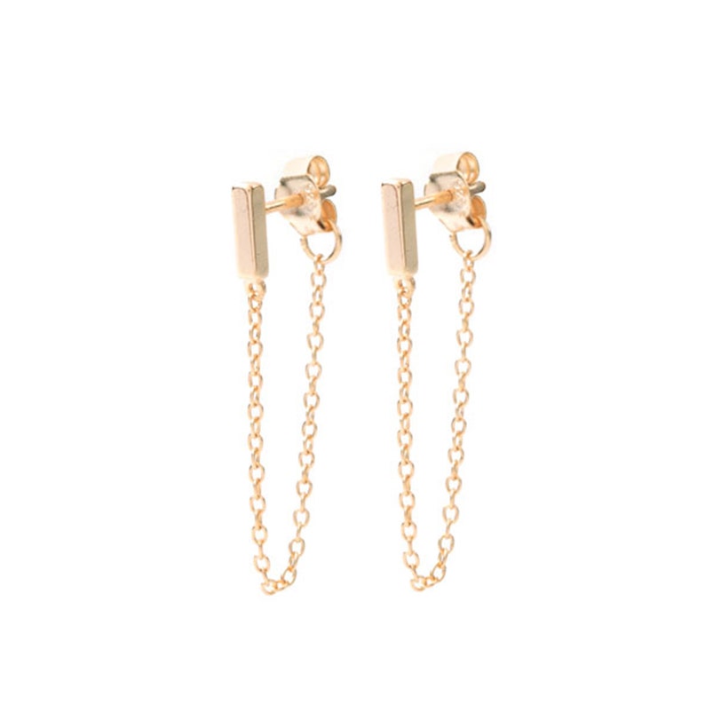 Chain Earrings Gold Plated Chain Earrings Minimal Earrings - Etsy