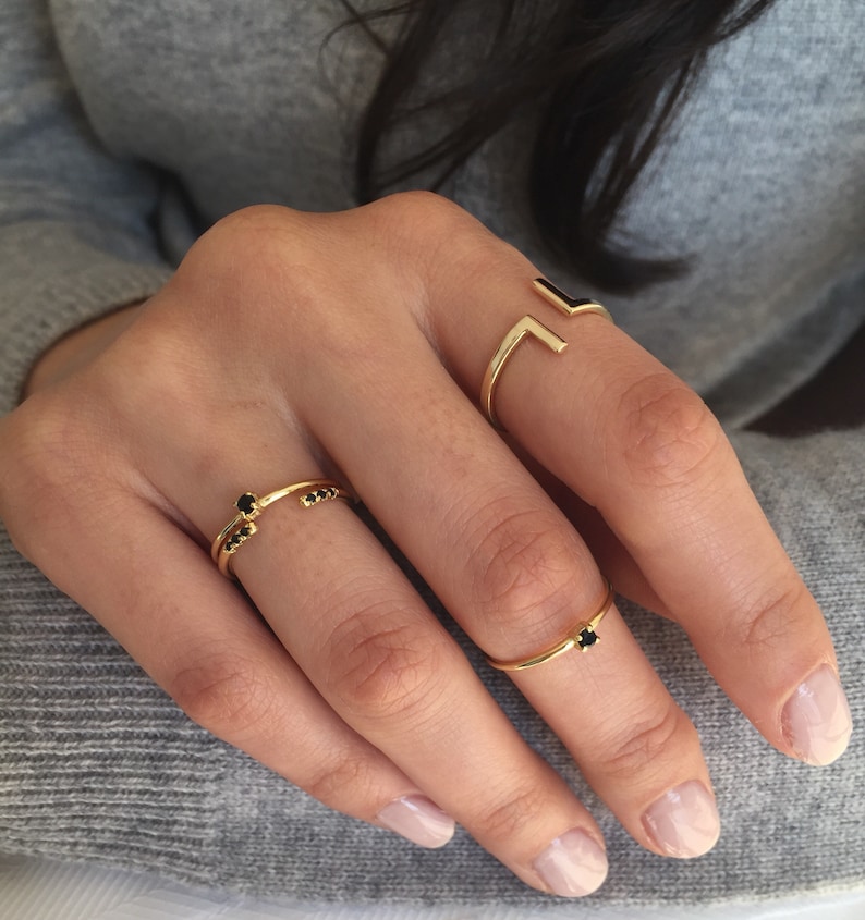 Minimal ring-Open cz ring 18k gold plated ring Stacklable ring Dainty ring Minimalist ring Adjustable ring Minimalist jewelry image 4