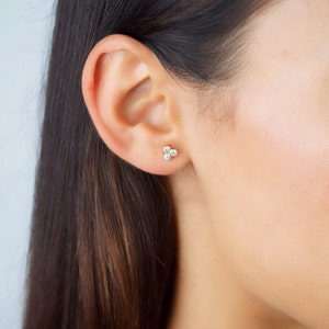 Stud earrings White CZ post earrings Black cz studs 925 studs CZ earrings Everyday jewelry Minimalist earrings Dainty studs image 2
