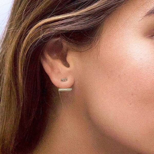 Bar ear jacket earrings - Gold bar earrings - Gold ear jacket - Minimalist ear jacket - Dainty earrings - Minimalist earrings