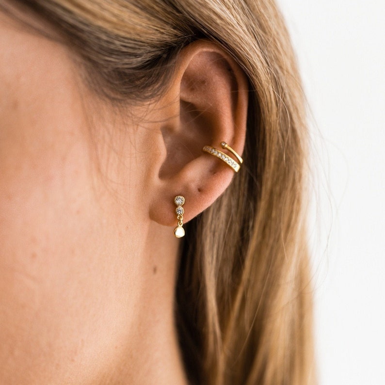 Gold earrings Tiny earrings Exclusifs earrings Gold studs Minimal studs - Dainty cz studs Cz earrrings Delicate earrings