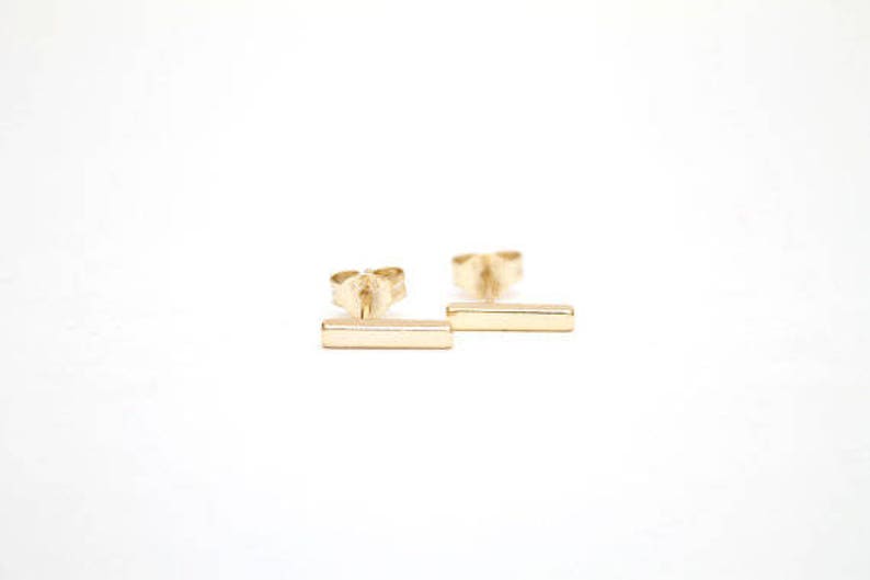 Bar Earrings Simple stud earrings Simple gold bar earrings Minimalist Earrings Line earrings Gold bar earrings Dainty gold studs image 3