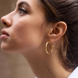 Hoop Earrings Gold hoop earrings Minimal hoops Minimalist hoops Fashion earrings Minimalist jewelry Hoop silver earrings image 1