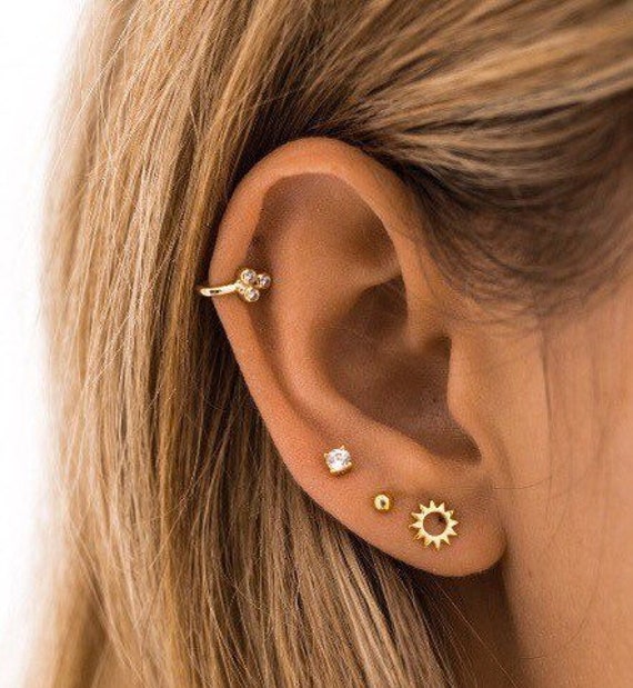 Sun Stud Earrings Tiny Gold Studs Dainty Earrings Tiny Studs