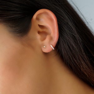 Kleine sierlijke oorbellen Kleine gouden studs Sierlijke zilveren studs Stud oorbellen Lobe oorbellen-kraakbeen studs-minimalistische oorbellen S-PE00185 afbeelding 4