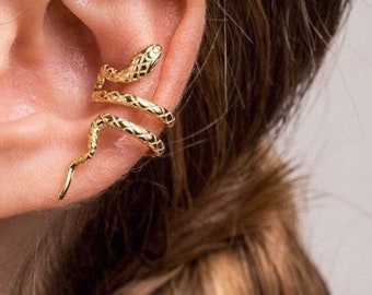 Snake ear cuff, Huggie ear cuff, Gold ear cuff, Serpent ear cuff, Silver ear cuff, minimal ear cuff, dainty ear cuff, delicate ear cuff